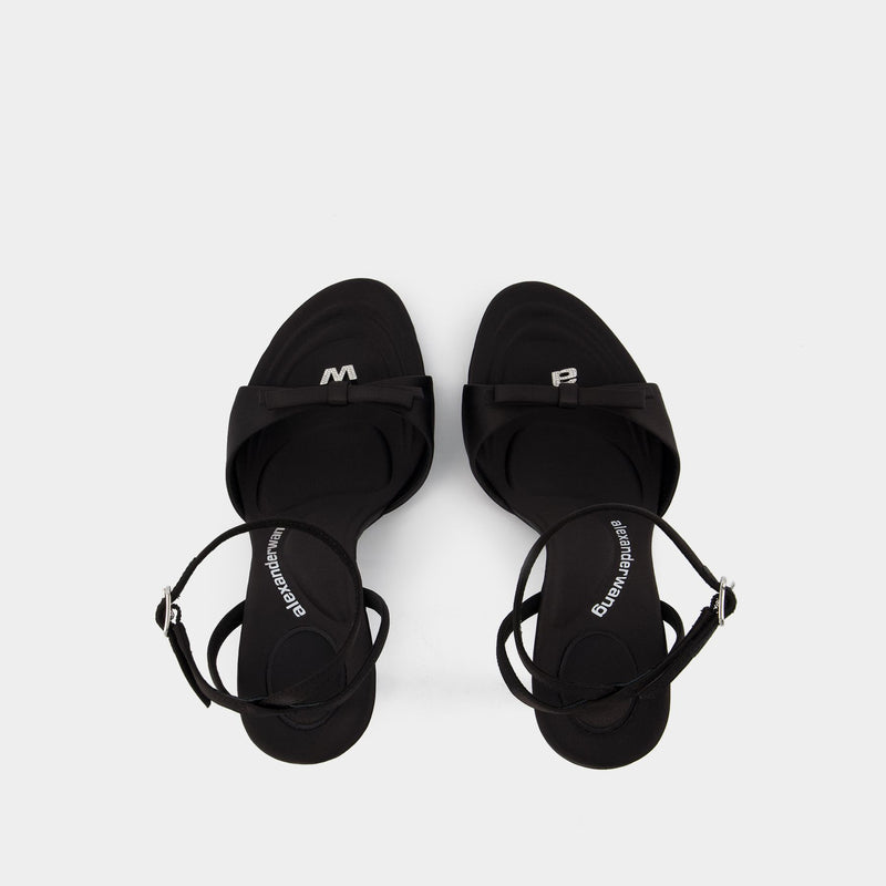 Dahlia 105 Bow  Sandals - Alexander Wang -  Black - Satin