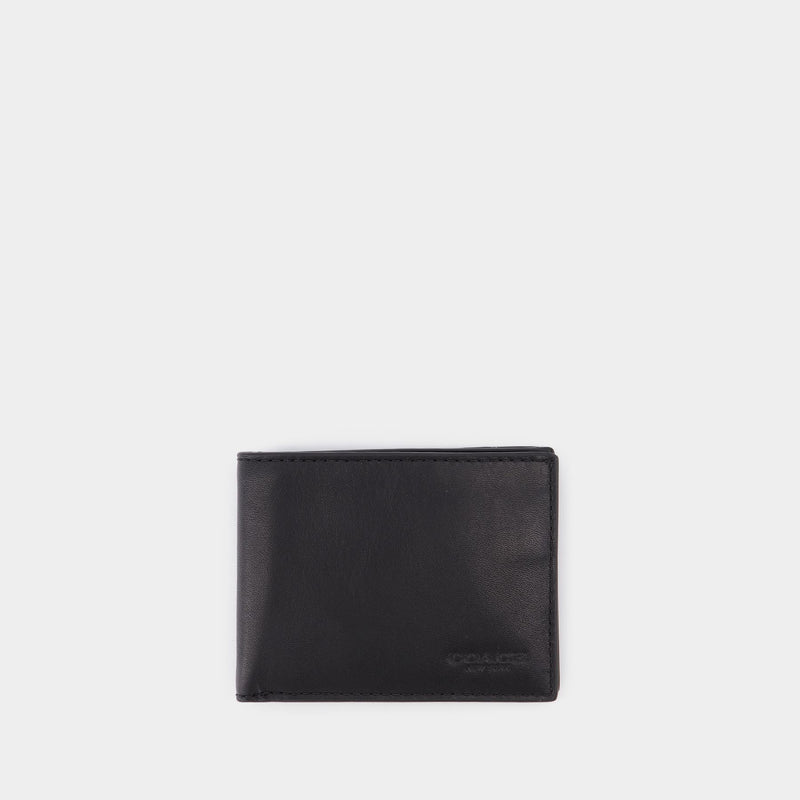 Geldbörse Billfold aus Leder Nappa in  schwarz