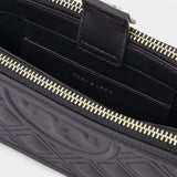 Tasche Fleming Double-Reißverschluss Mini Matte aus schwarzem Leder