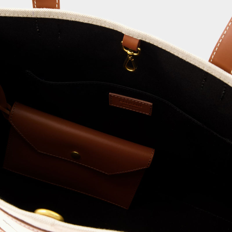Barmy Shopper Medium Tote Bag - Balmain - Stone/Brown - Canva
