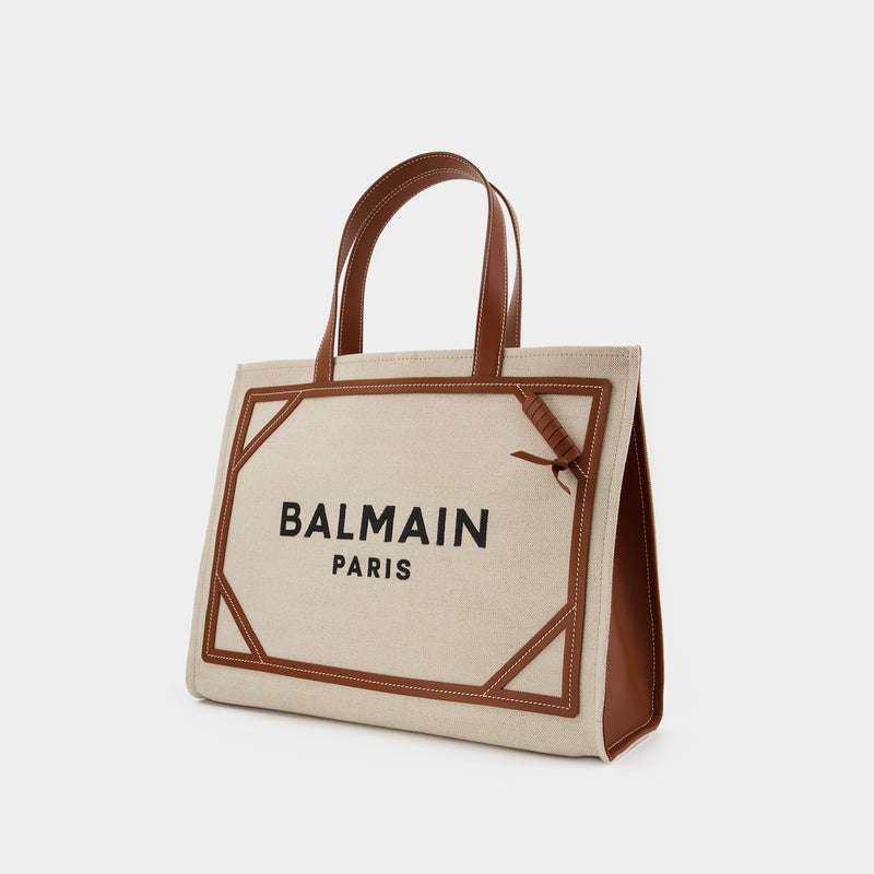 Barmy Shopper Medium Tote Bag - Balmain - Stone/Brown - Canva