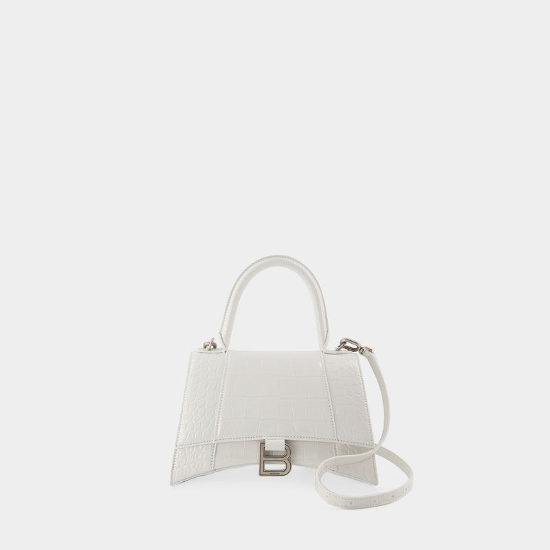 Hourglass S Bag - Balenciaga - White - Leather