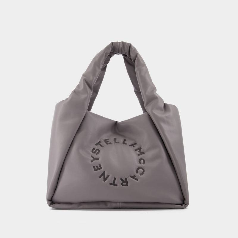 Tasche Shopper Logo gesteppt mit Logo in grau