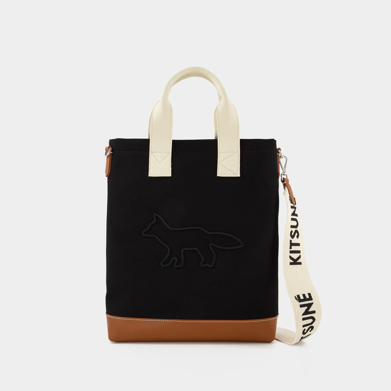 Tasche Shopper Contour Fox aus Baumwolle in schwarz