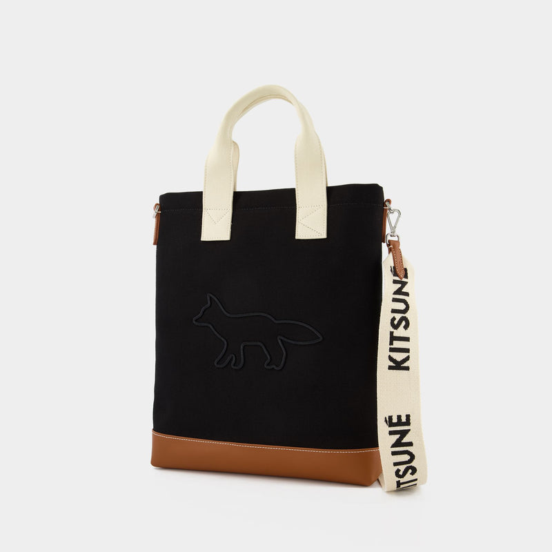 Tasche Shopper Contour Fox aus Baumwolle in schwarz