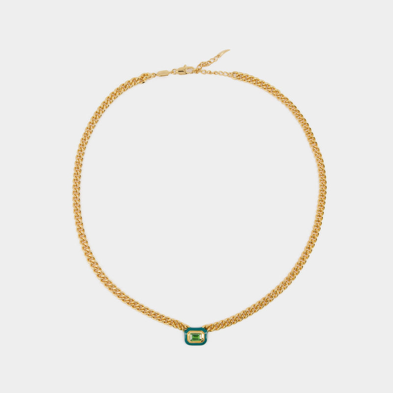 Green Stone And Enamel Necklace - Missoma - Gold - Metal