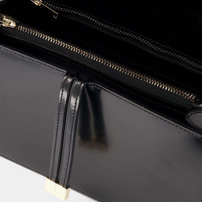 Shoulder Hobo Bag - Chylak - Black Glossy - Leather