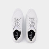 Interactive3 Allacciato Pelle Sneakers aus weißem Leder
