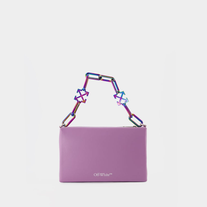 Block Pouch Hobo Bag - Off White - Lilac/White - Leather