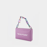 Block Pouch Hobo Bag - Off White - Lilac/White - Leather