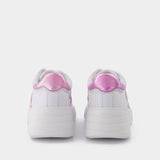 Rebel H562 Allacciato Sneakers aus weißem und rosa Leder