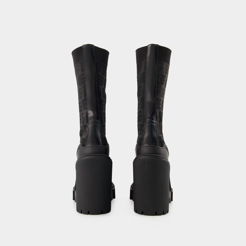 Logo Allover Ankle Boots - Dolce & Gabbana - Black - Leather