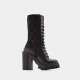 Logo Allover Ankle Boots - Dolce & Gabbana - Black - Leather