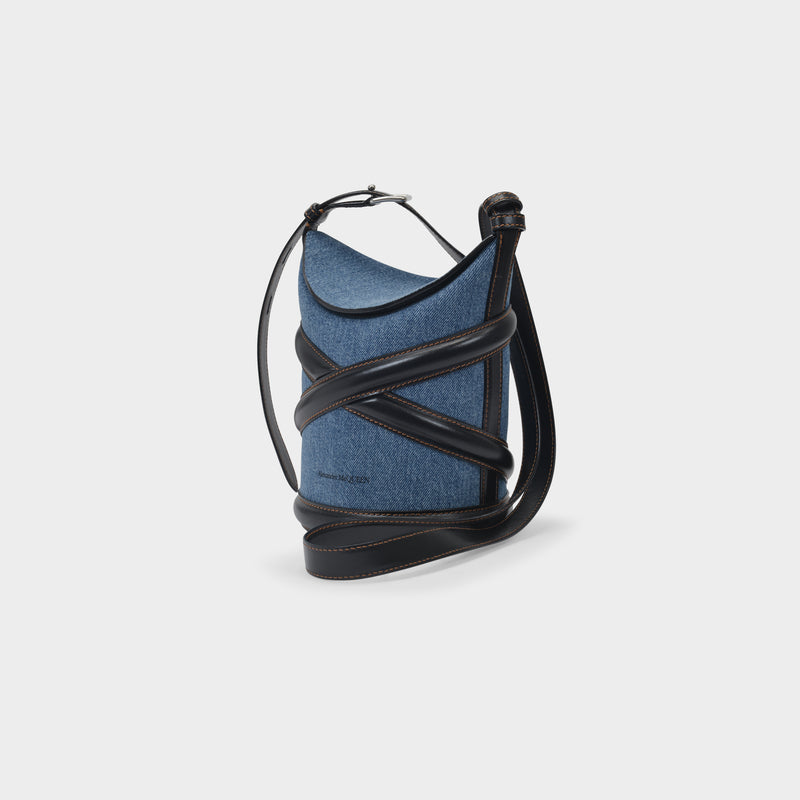 The Curve Hobo Bag - Alexander Mcqueen -  Denim/Black - Cotton