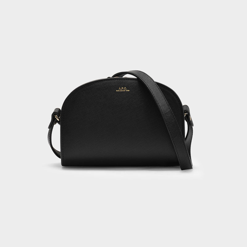 Halbmondtasche Mini Schwarz aus glattem Kalbsleder