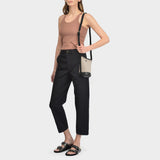 Kleine Tasche Helene aus schwarzem Canvas schwarze und glänzendem Leder