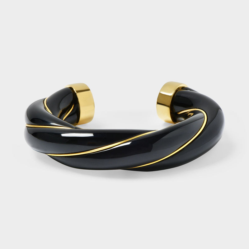 Bracelet Diana XL schwarz aus goldfarbenem Metall