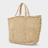 Tasche Shopper Moyen + aus beigefarbenem Bast
