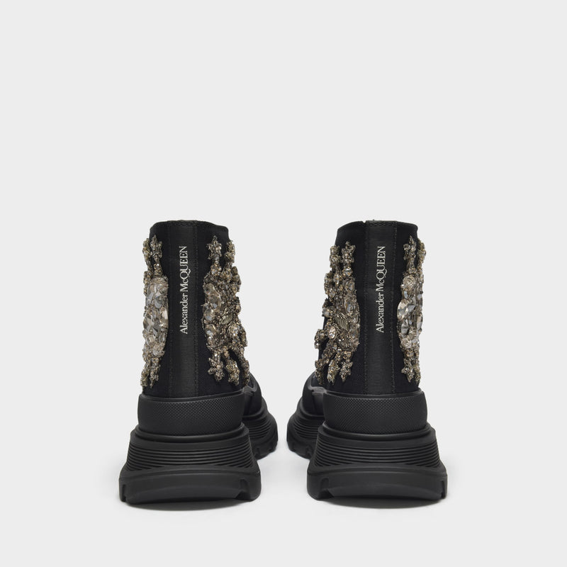 Sneakers Tread Slick aus Canvas schwarze mit Kristall-Details