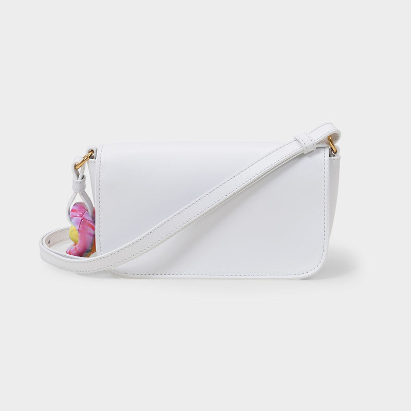 Tie Dye Chain Baguette Anchor Bag in White Leather