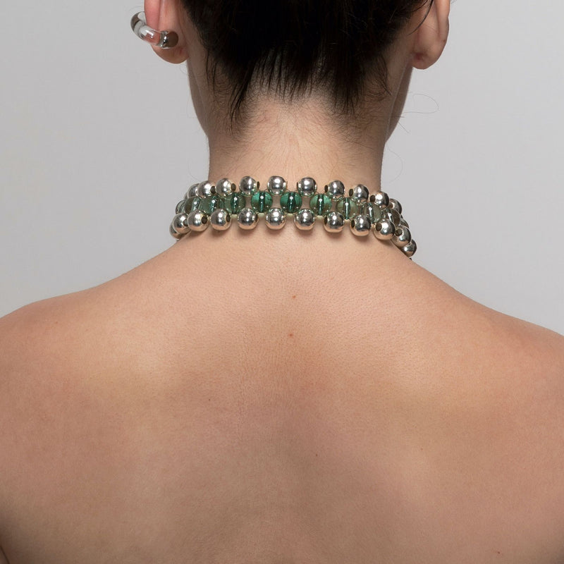 Halskette Halsreif Trinity aus Silber /grün
