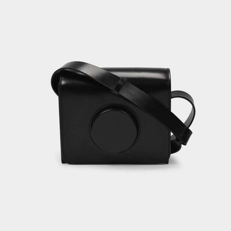 Kameratasche aus schwarzem Leder