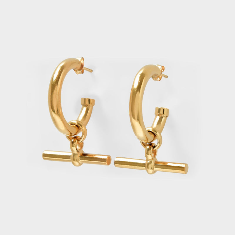 Ohrringe Large Gold T-Bar aus Bronze Vergoldet